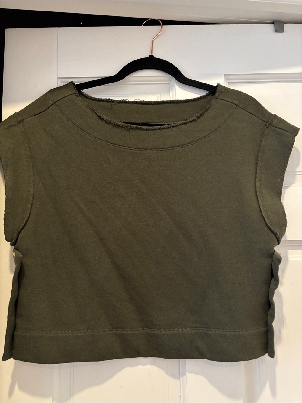 Anthropologie Olive Green Raw-Edge Sleeveless Sweater Tank